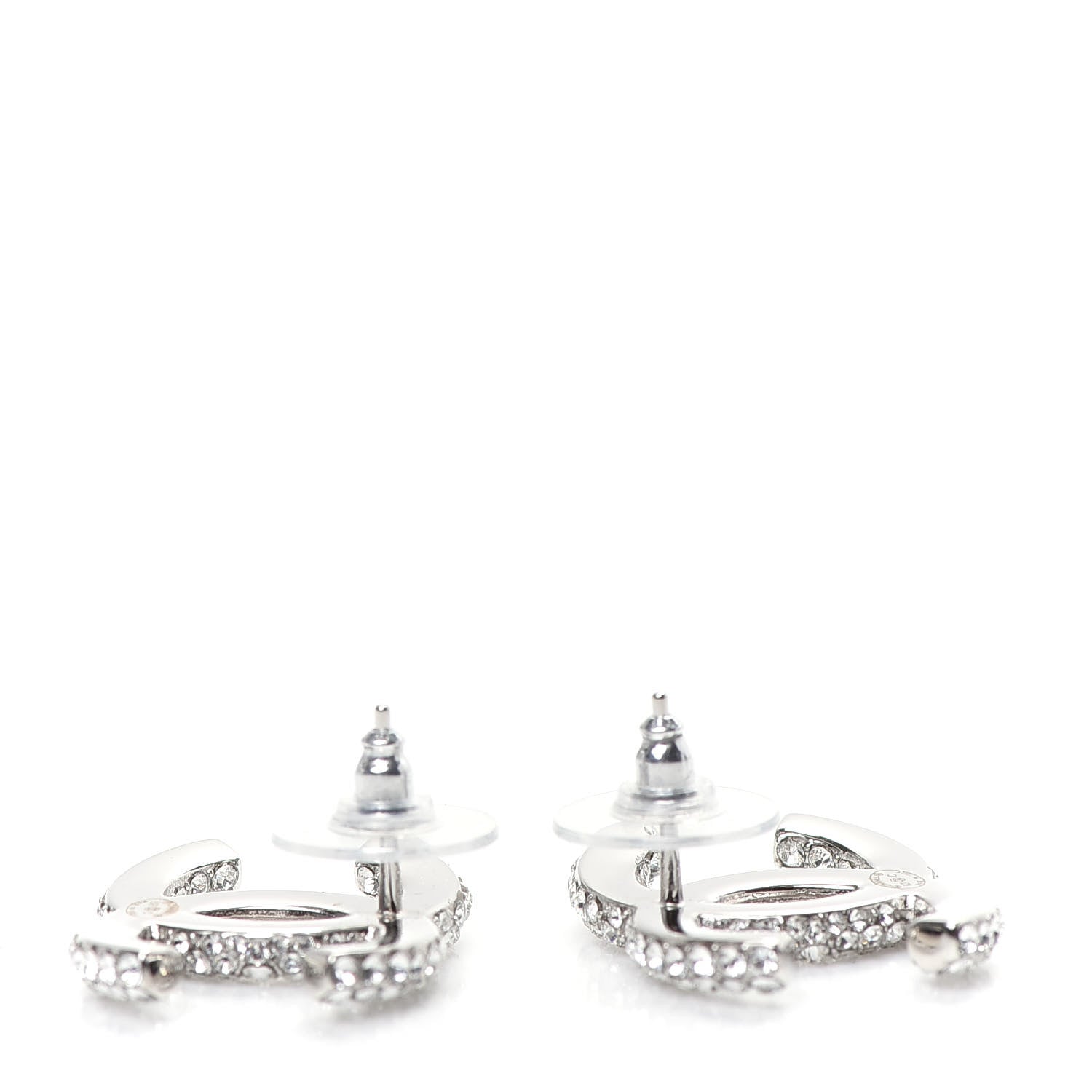 Chanel Crystal CC Treasure Chest Earrings Silver 3 of 5