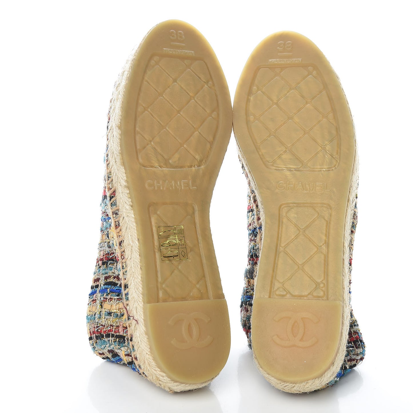 Tweed Grosgrain CC Espadrilles 38 Multicolor