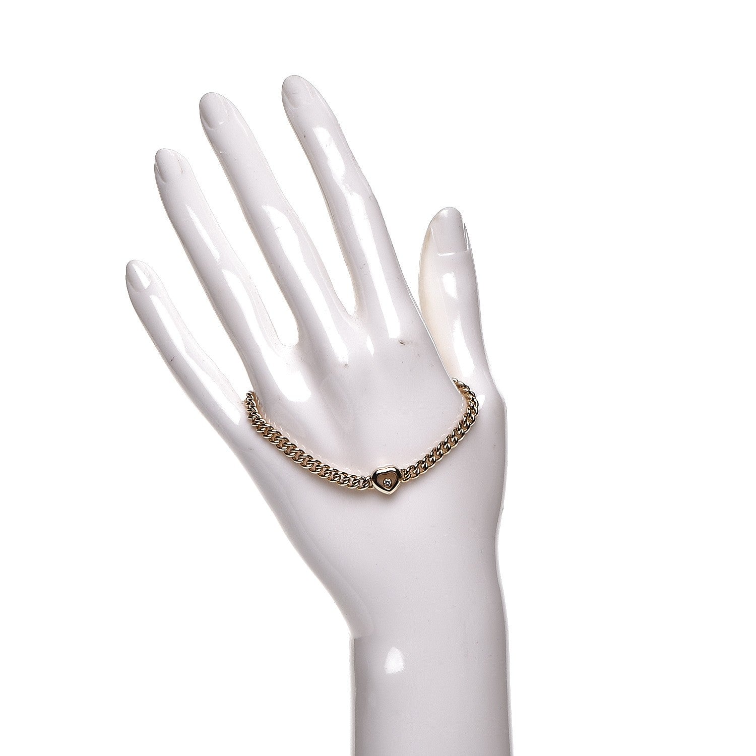 Chopard 18K Yellow Gold Happy Diamonds Heart Chain Bracelet 2 of 4