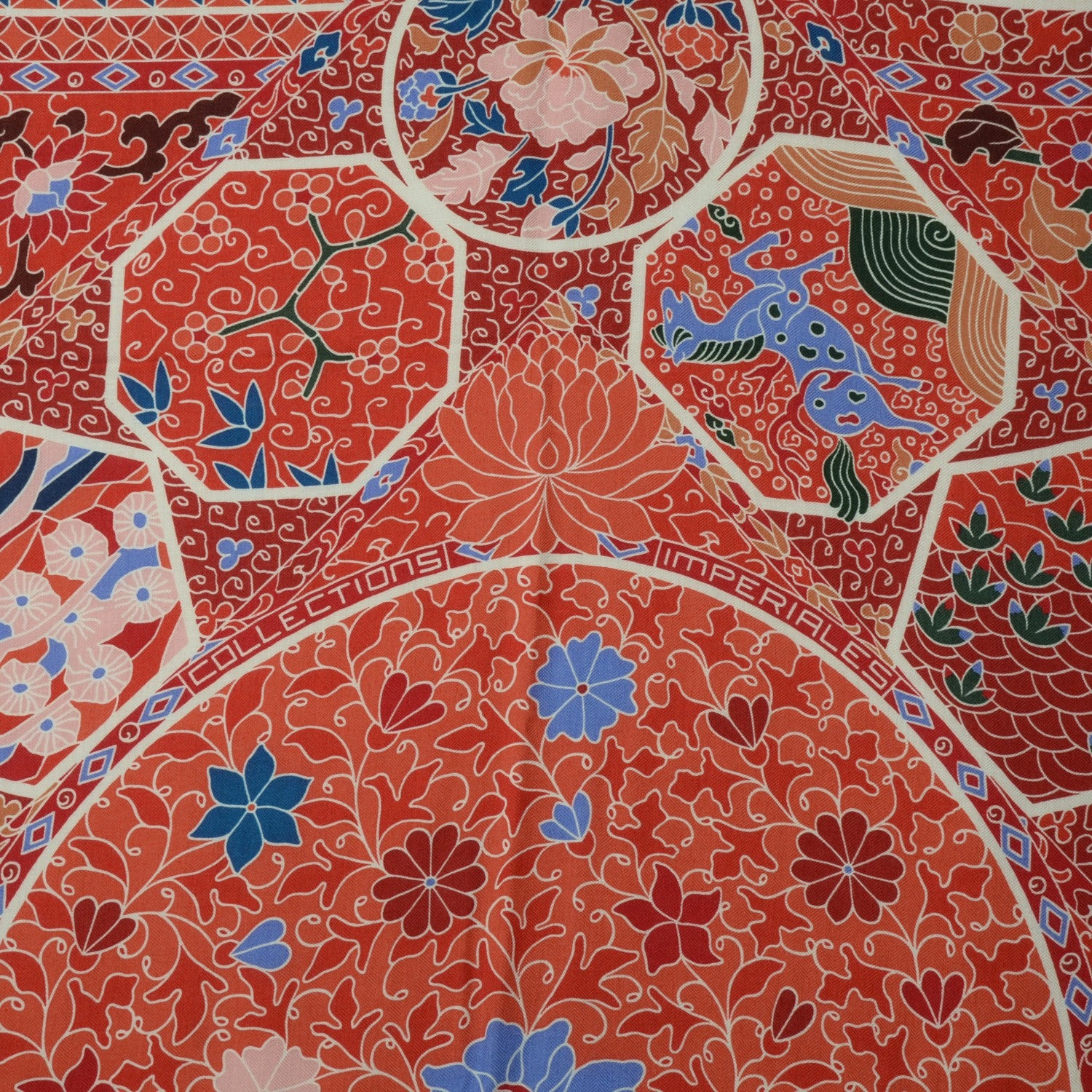 Hermes Cashmere Silk Collections Impériales Scarf 140 Rosepale Corail Bleu 6 of 6