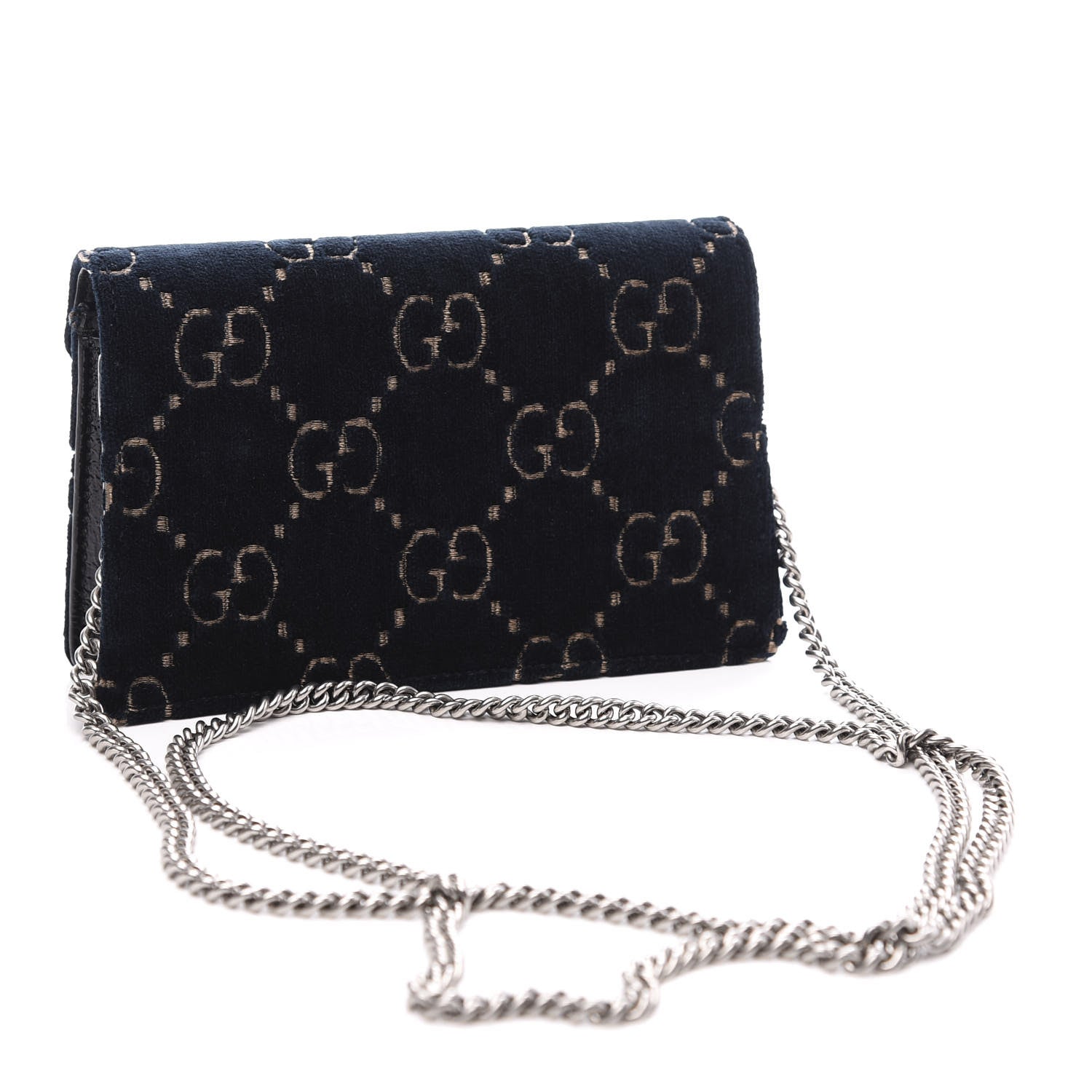 Gucci Velvet GG Monogram Super Mini Dionysus Shoulder Bag Blue Beige Black 2 of 10
