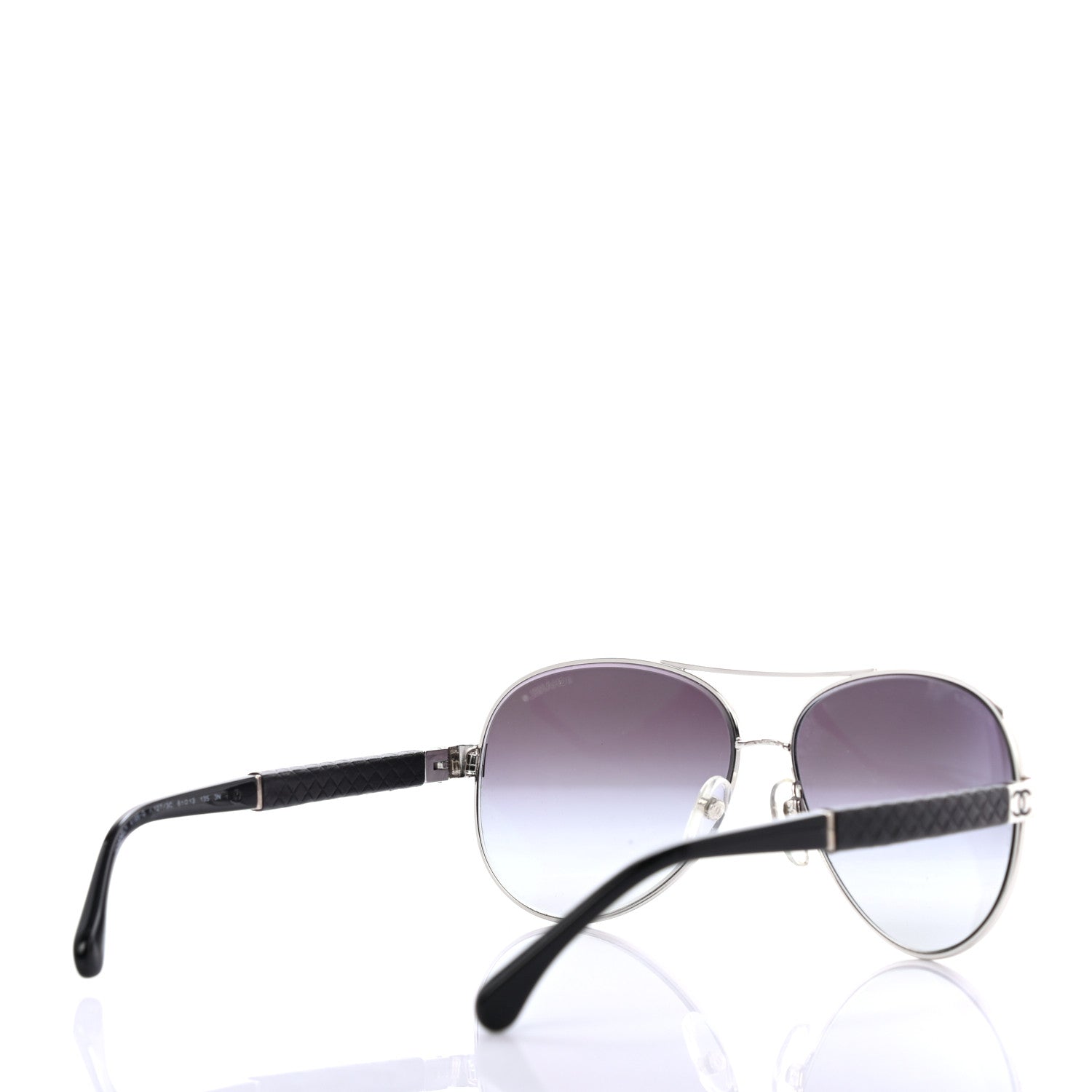 Chanel Lambskin Quilted CC Aviator Sunglasses 4195-Q Black 4 of 7