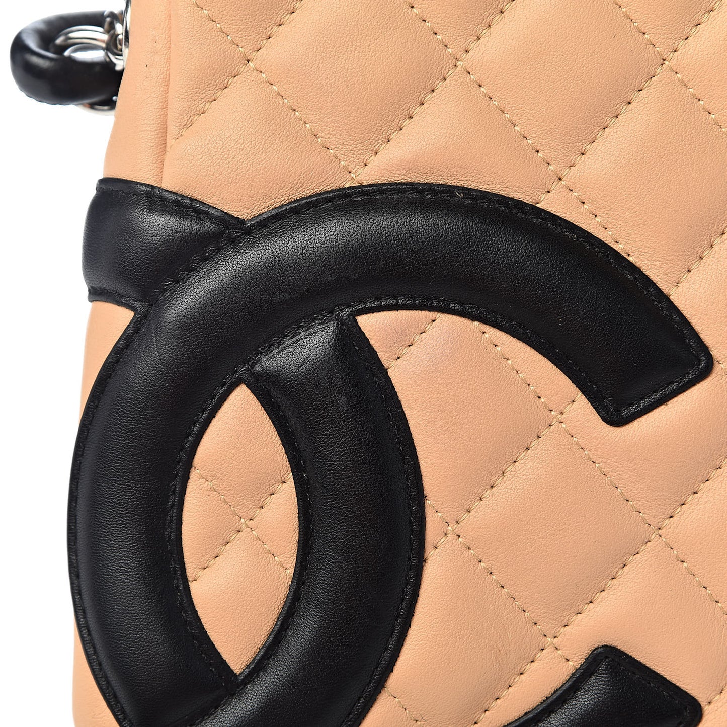 Calfskin Quilted Medium Cambon Messenger Beige Black