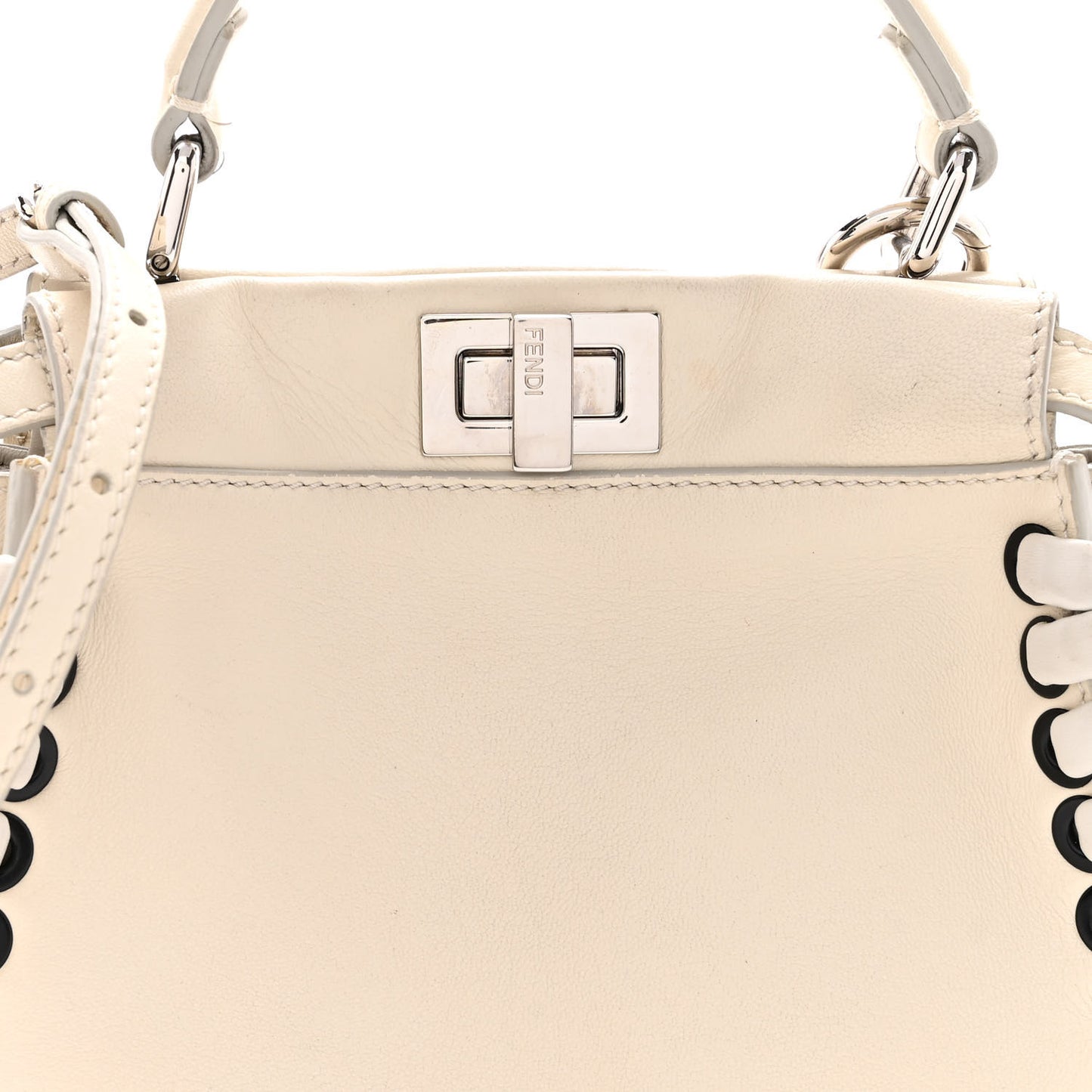 Nappa Lace Up Mini Peekaboo Iconic Satchel Bianco Carta