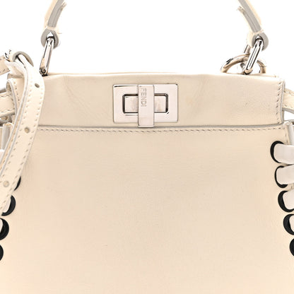 Fendi Nappa Lace Up Mini Peekaboo Iconic Satchel Bianco Carta 8 of 14