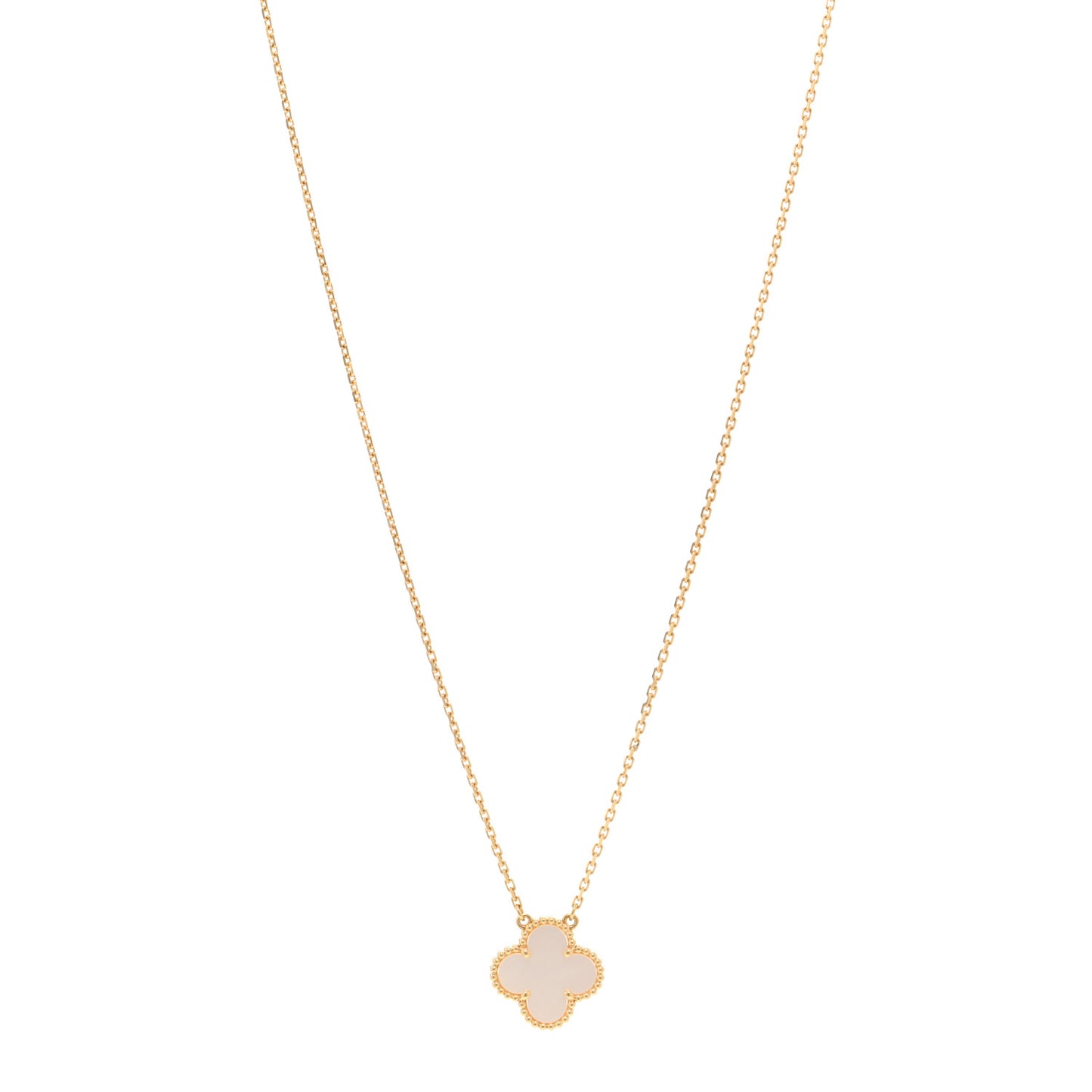 18K Yellow Gold Mother of Pearl Vintage Alhambra Pendant Necklace