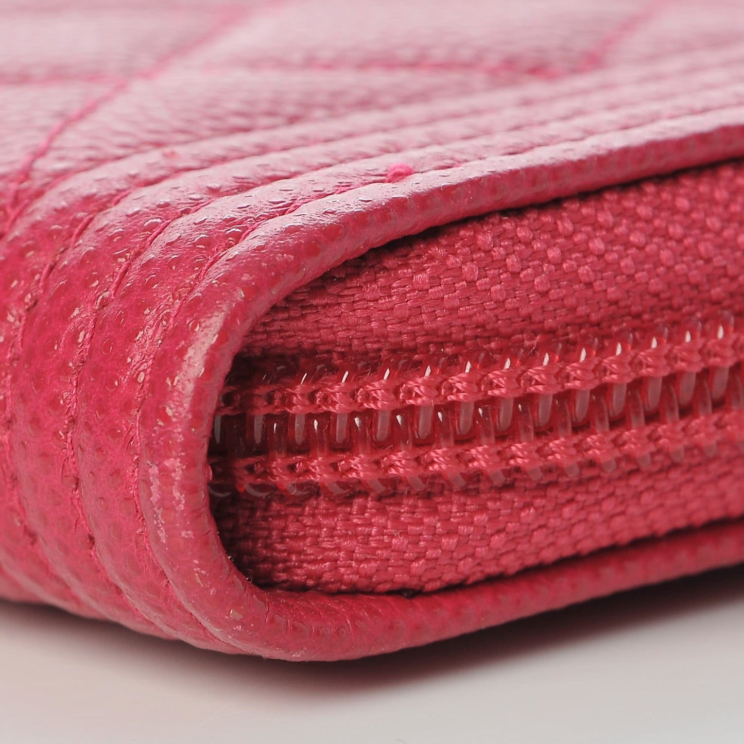 Caviar Quilted Boy Zip Around Coin Purse Wallet Fuchsia
