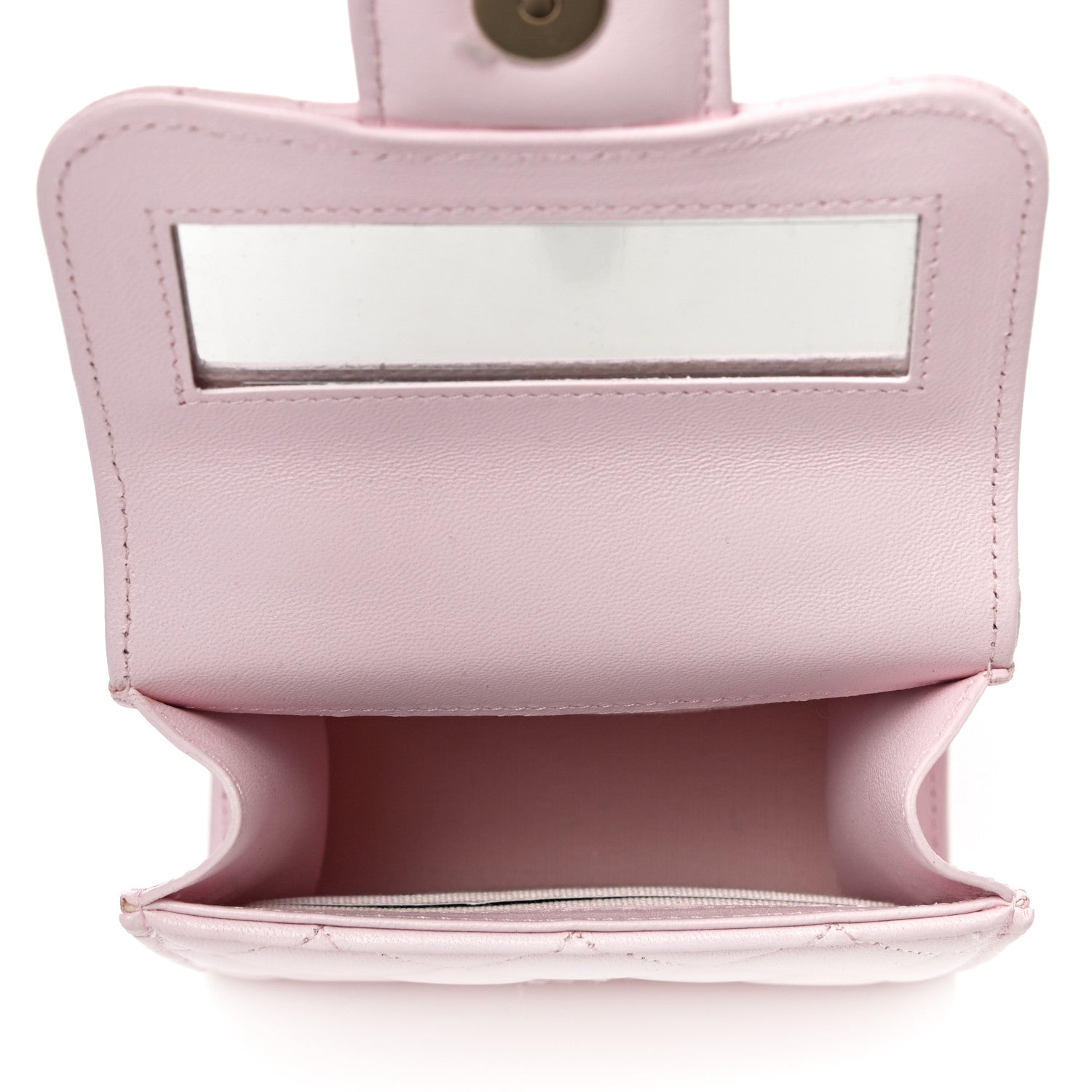 Chanel Lambskin Quilted Top Handle Clutch With Chain Light Pink 5 of 12