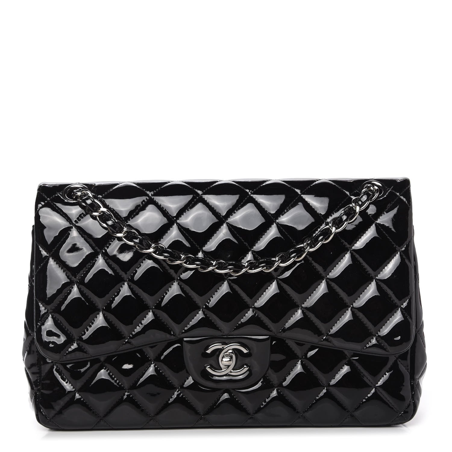Chanel Patent Quilted Jumbo Double Flap Black 1 of 10