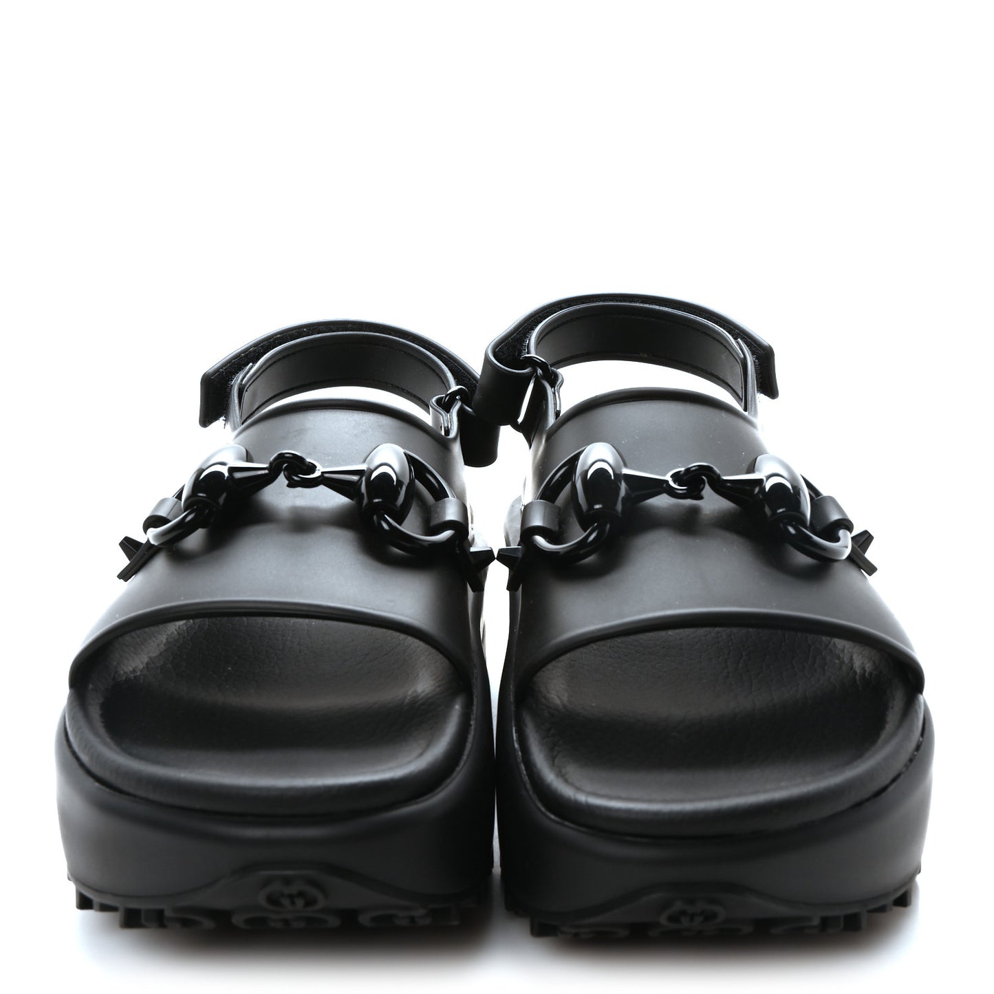 Soft Rubber Horsebit Touch Womens Strapped Sandals 36 Black