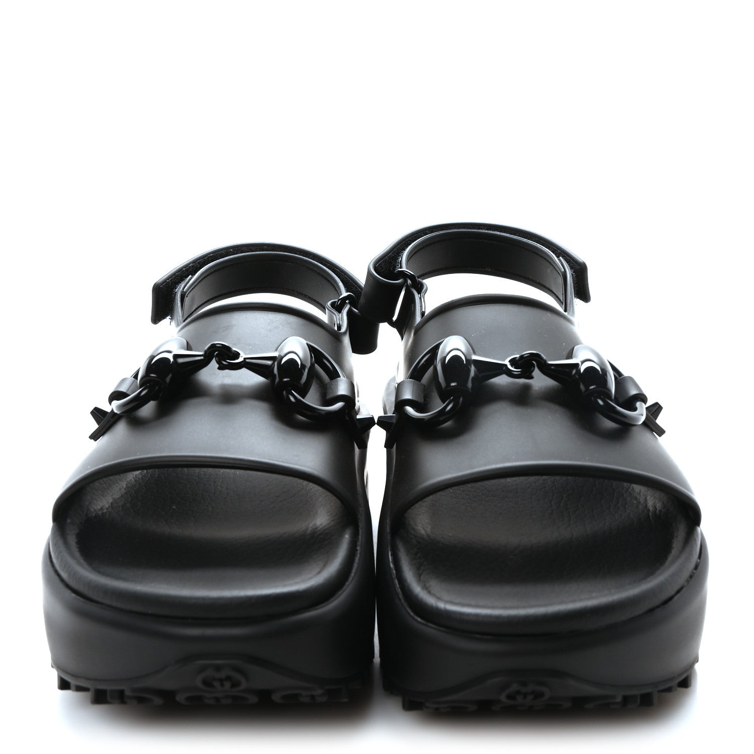 Gucci Soft Rubber Horsebit Touch Womens Strapped Sandals 36 Black 3 of 9