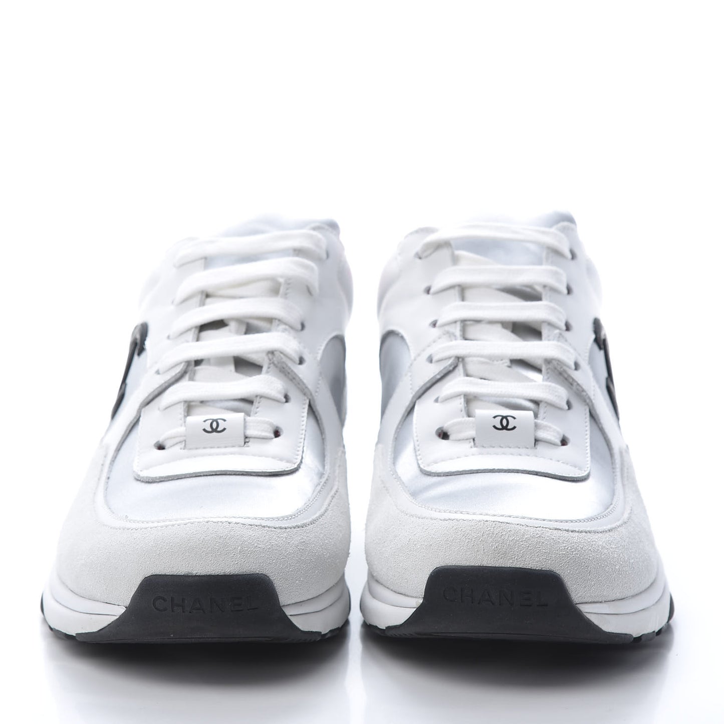 Calfskin Fabric Sneakers 40 White Silver Fluo Pink