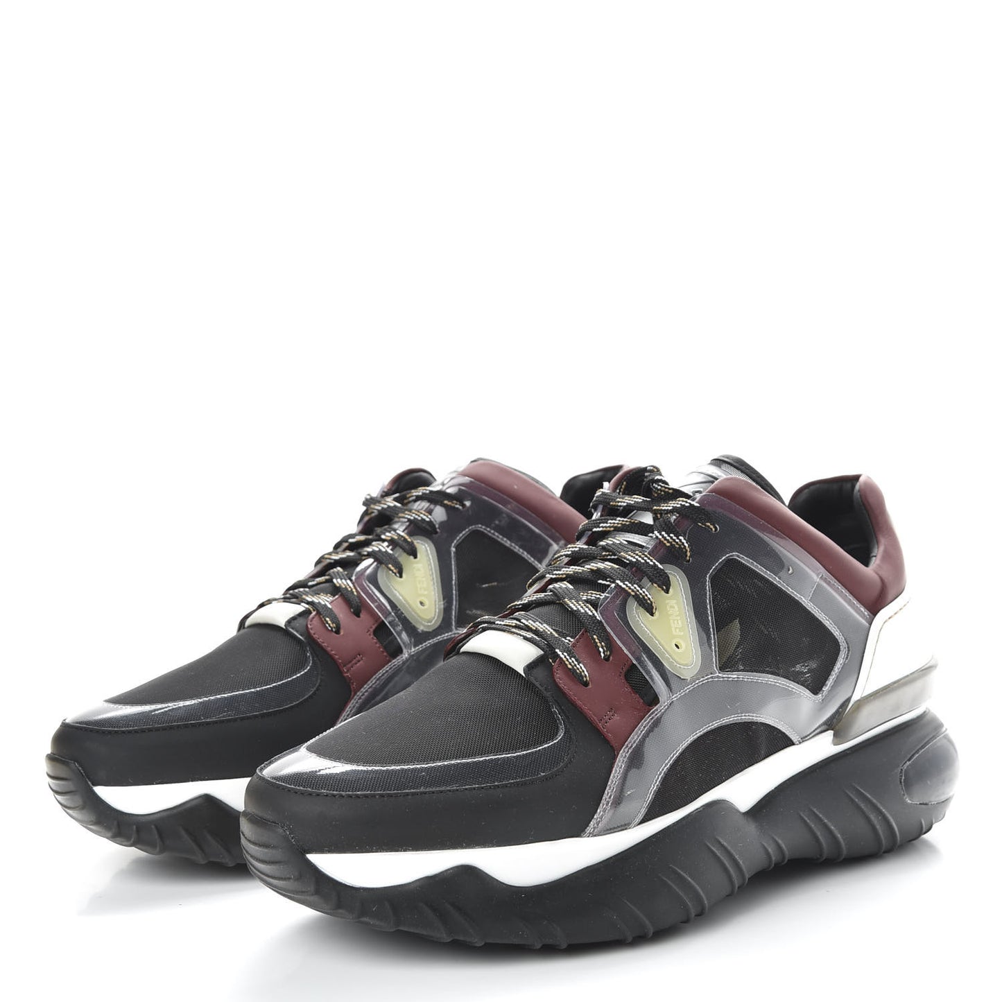 Technical Mesh Calfskin PVC Mens Chunky Sneakers 11 Black Multicolor