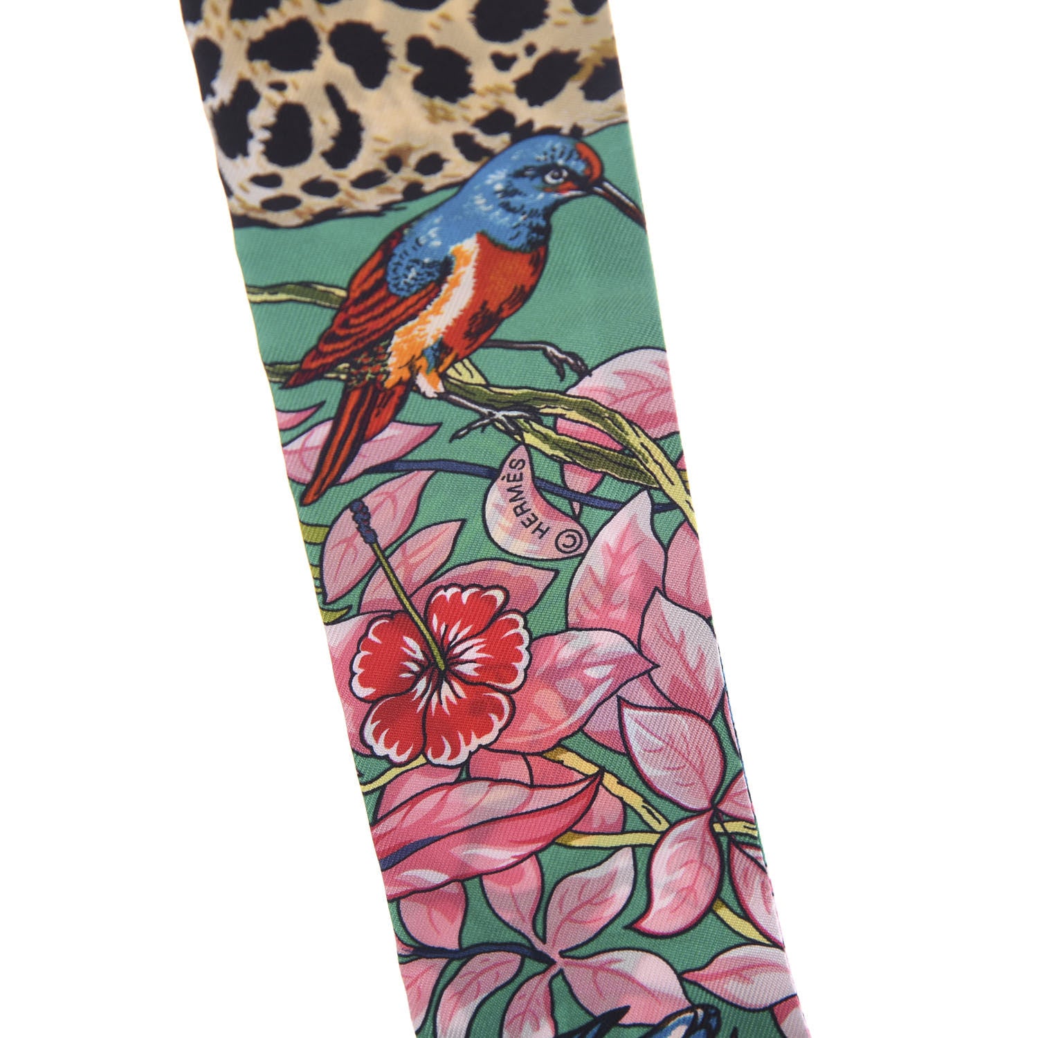 Hermes Silk Jungle Love Love Twilly Emeraude Rose Brun 5 of 5