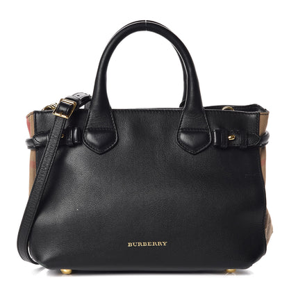 Burberry Calfskin House Check Small Banner Tote Black 1 of 17