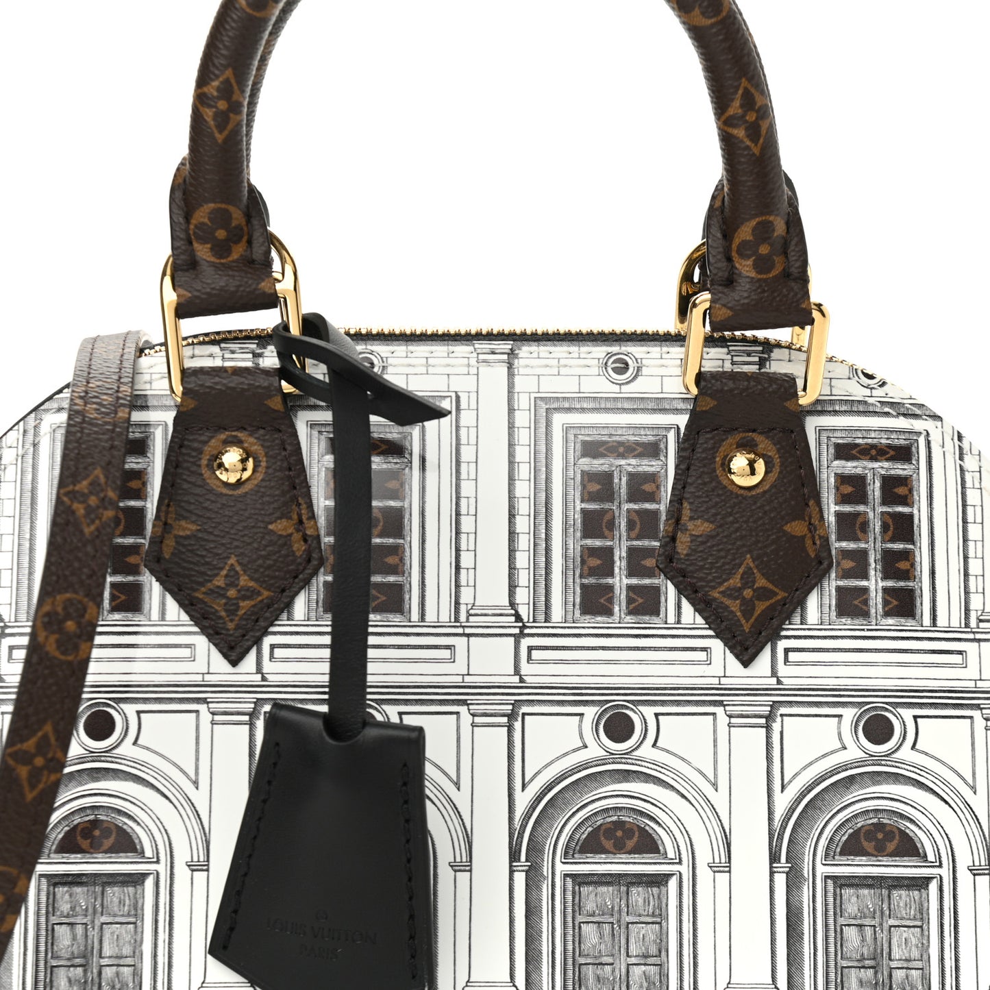 X FORNASETTI Calfskin Architettura Alma BB Black White