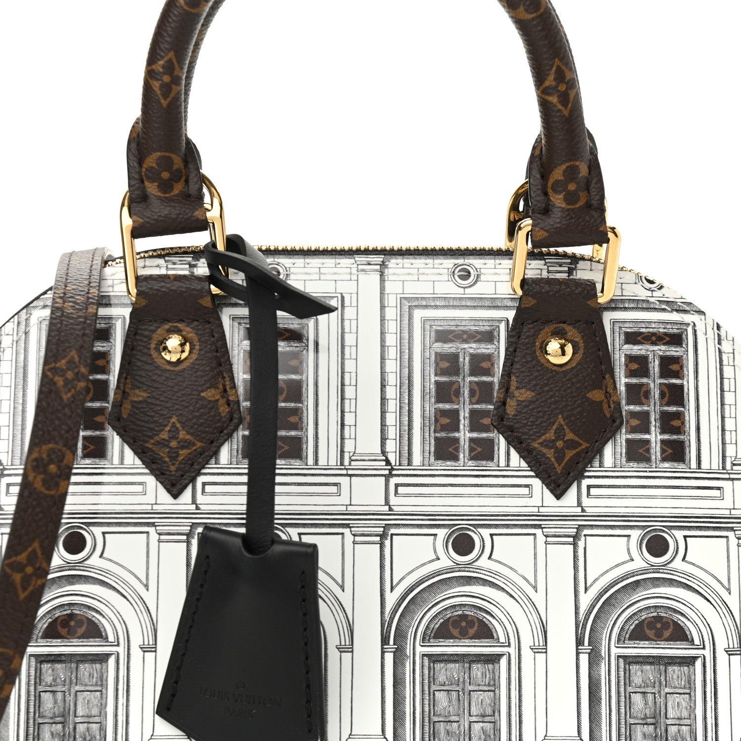 Louis Vuitton X FORNASETTI Calfskin Architettura Alma BB Black White 7 of 10