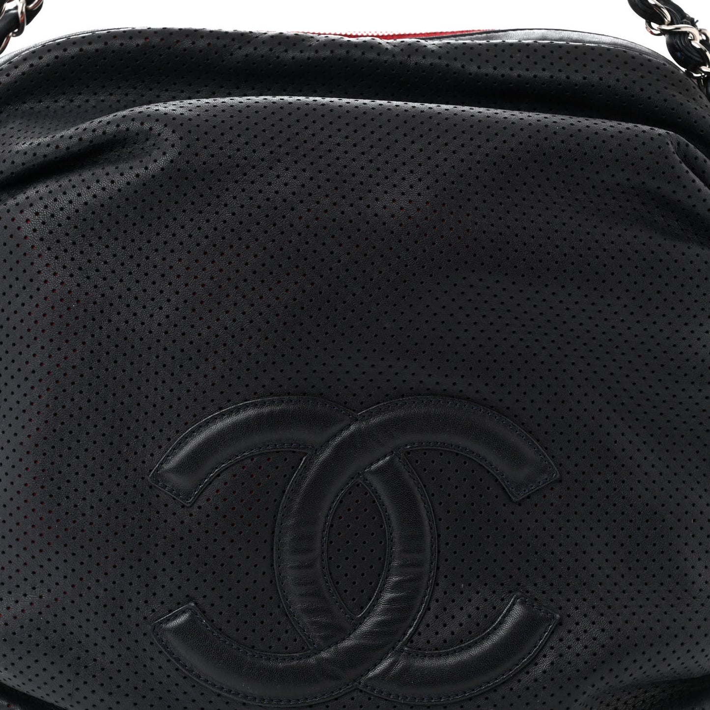 Lambskin Perforated Baseball Spirit Ligne Bag Navy