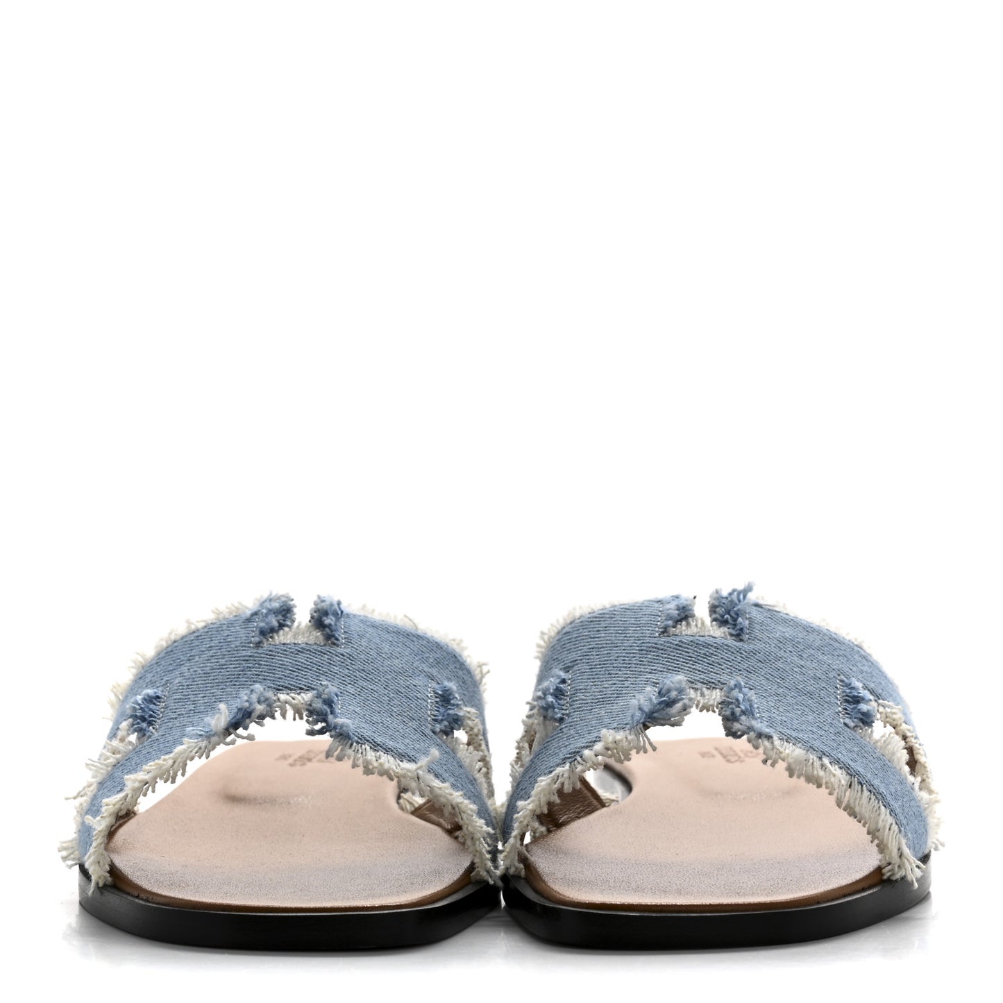 Denim Oran Fringe Sandals 36 Bleu Clair