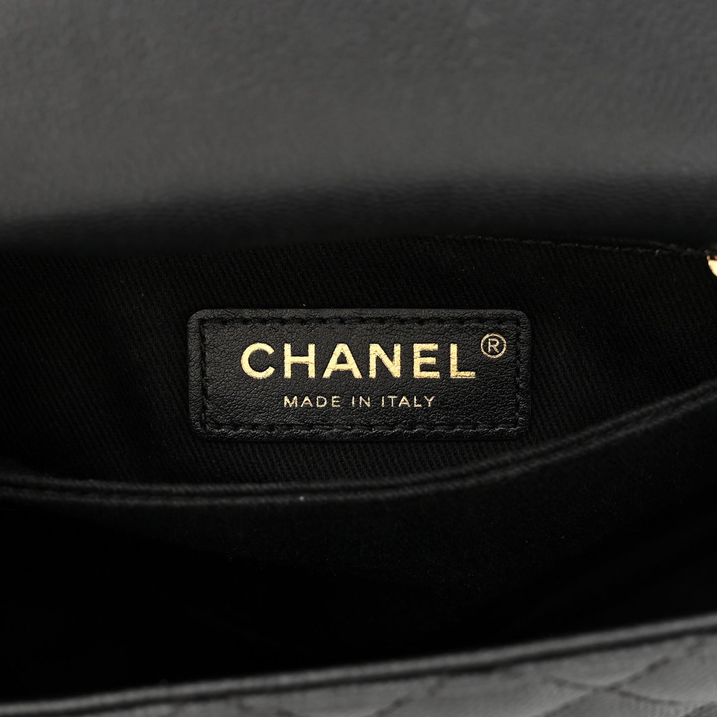 Caviar Lizard Embossed Quilted Mini Coco Handle Flap Black