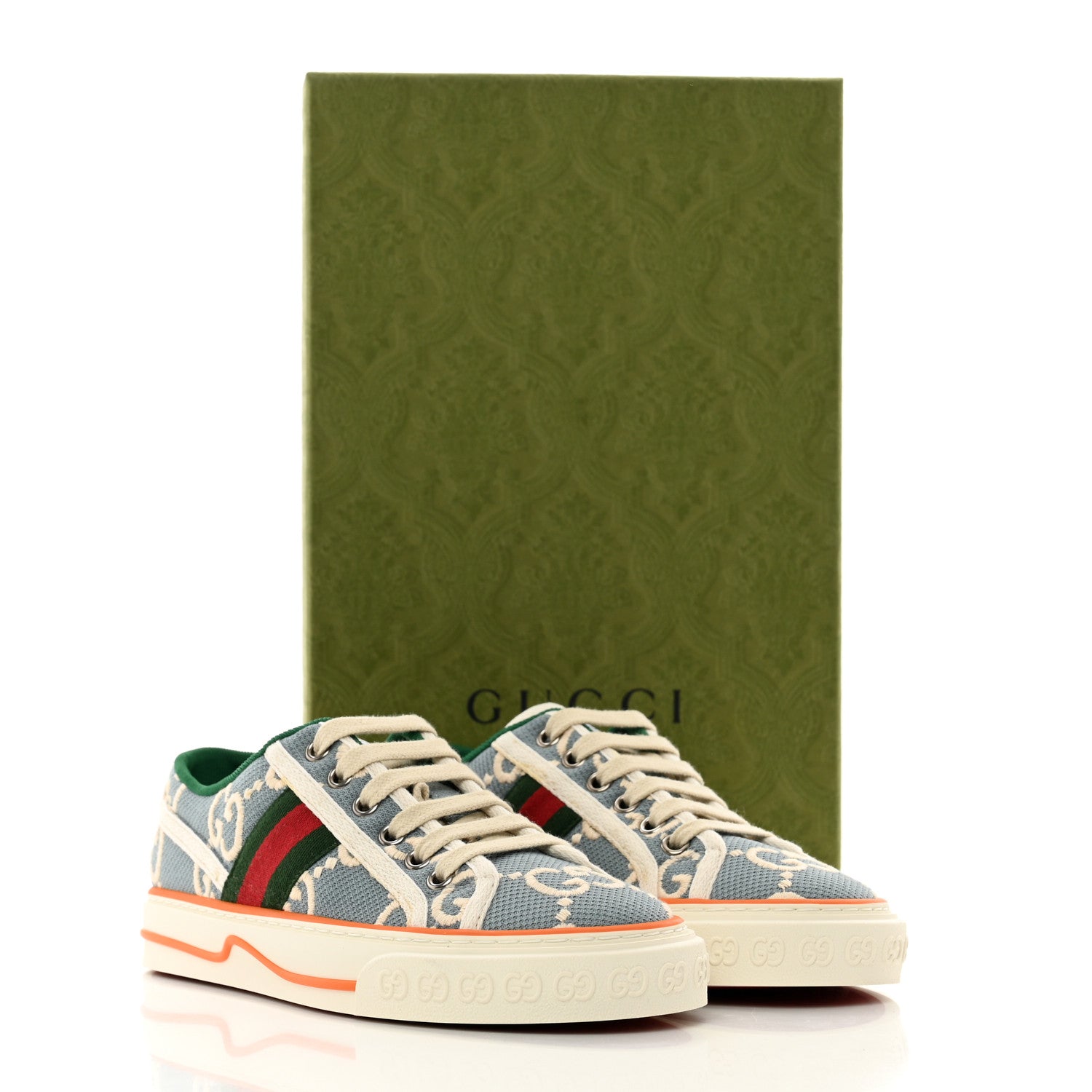 Gucci Cotton GG Monogram Web Womens 1977 Tennis Sneakers 35 Philod Ivory Mystic White 9 of 9