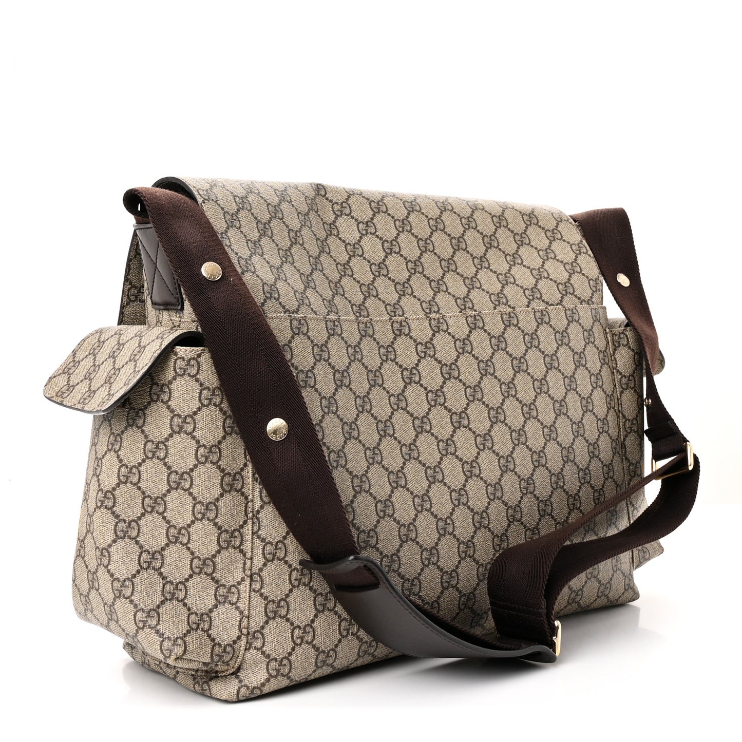 GG Plus Monogram Messenger Diaper Bag Dark Brown