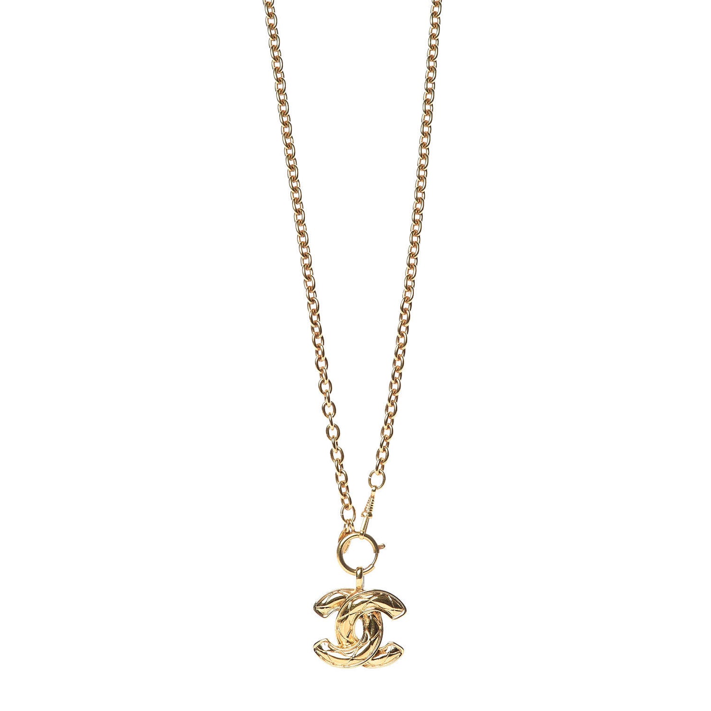 Quilted CC Necklace Gold