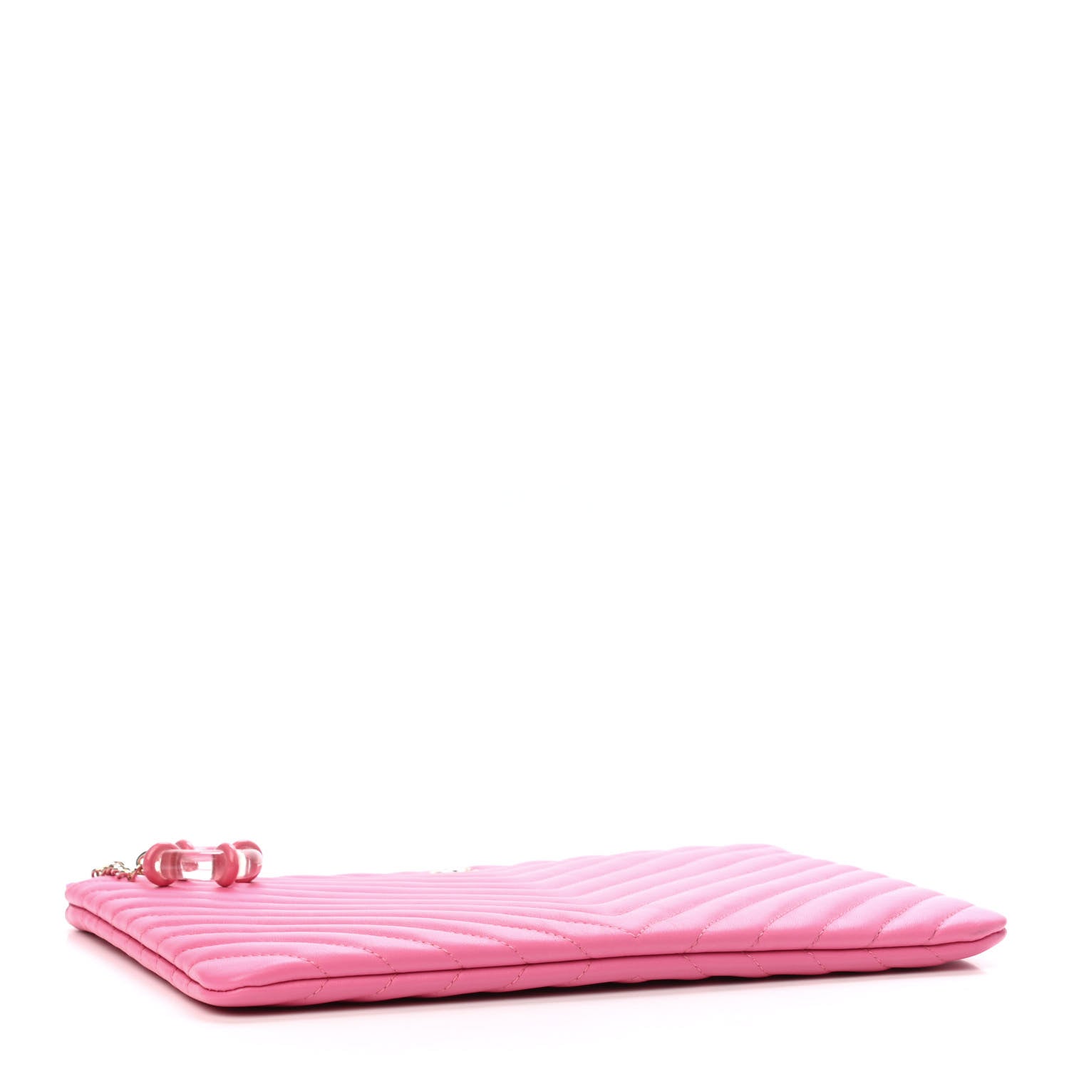Chanel Lambskin Chevron Quilted Medium Cosmetic Case Pink 3 of 4