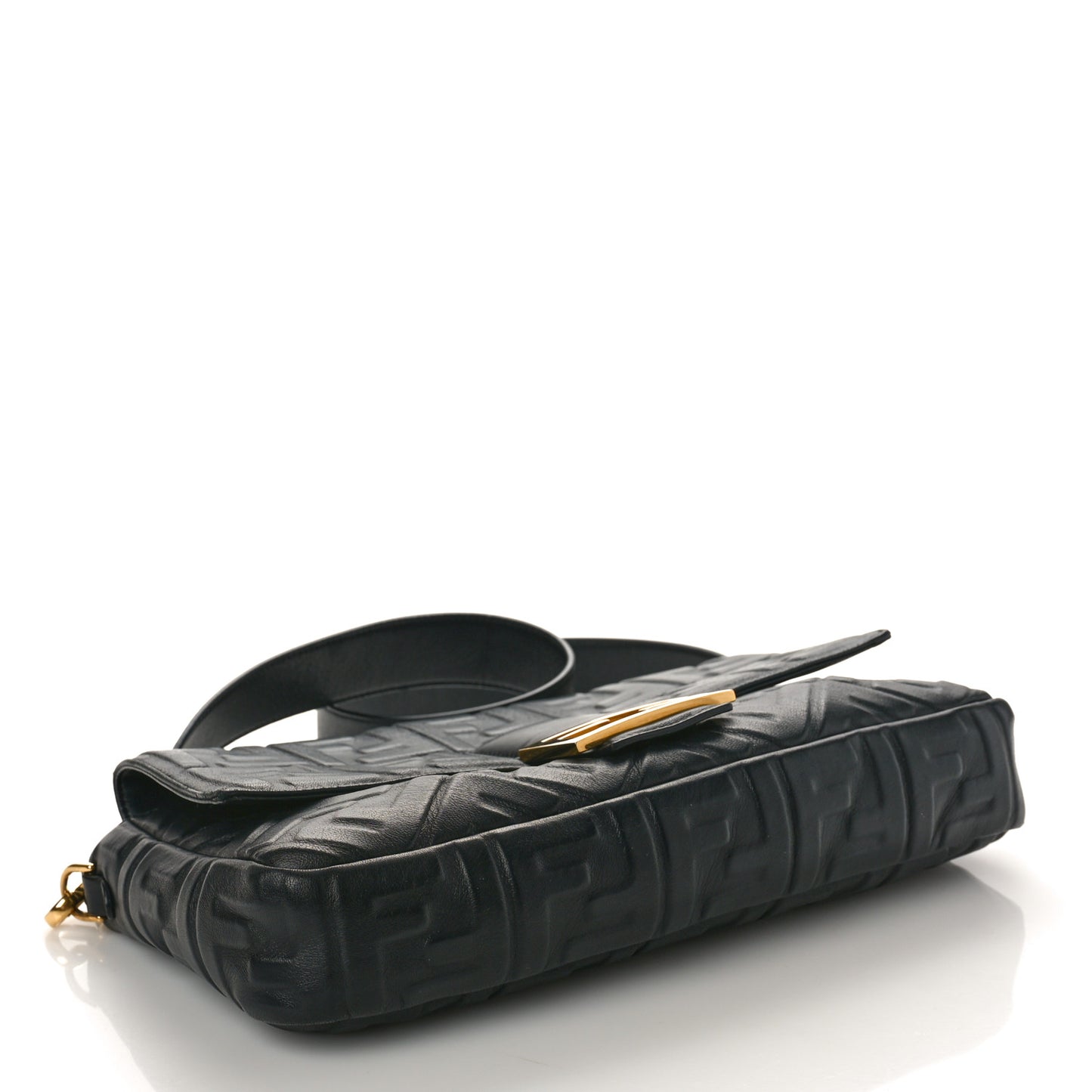 Nappa FF 1974 Embossed Large Baguette Black