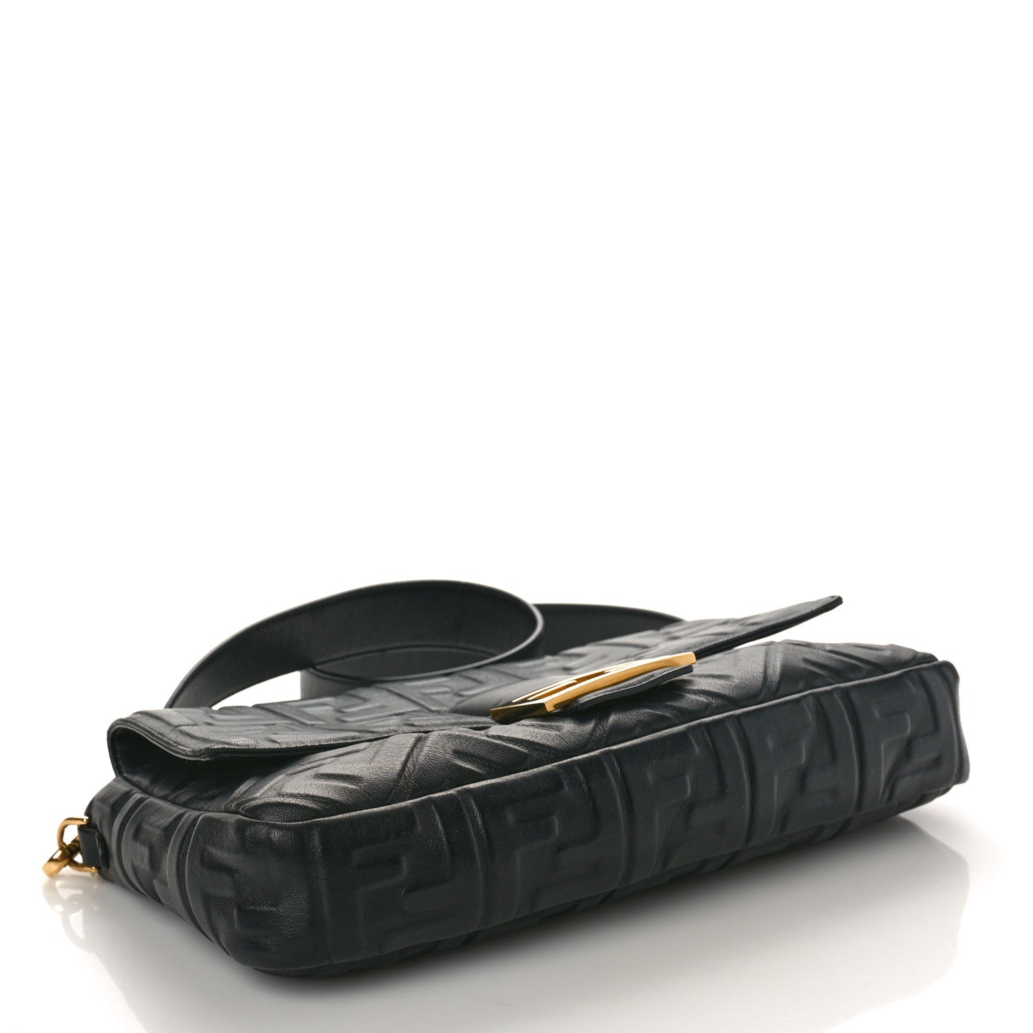Fendi Nappa FF 1974 Embossed Large Baguette Black 4 of 9