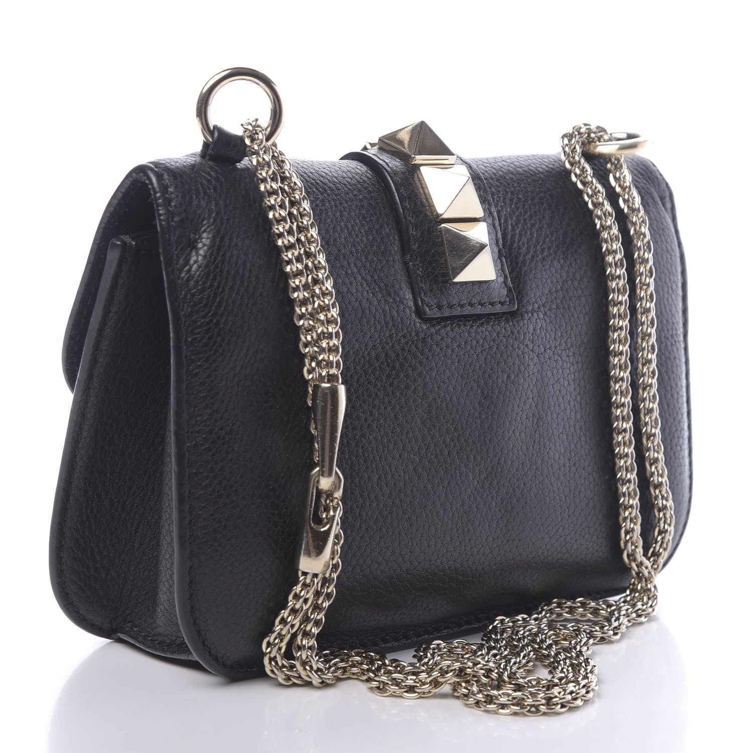 Valentino Garavani Grained Calfskin Small Glam Lock Rockstud Flap Black 3 of 9