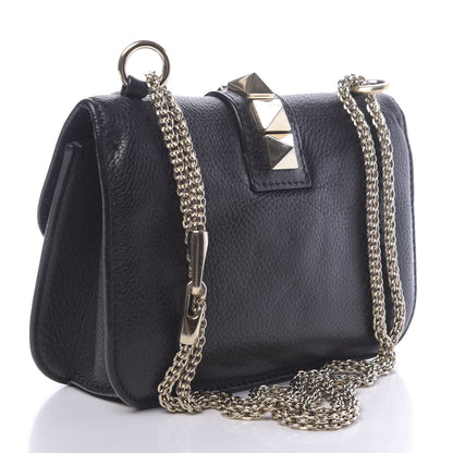 Valentino Garavani Grained Calfskin Small Glam Lock Rockstud Flap Black 3 of 9