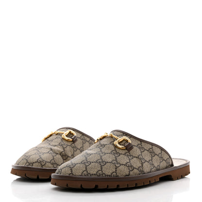 Gucci GG Supreme Monogram Granada Kid Mens Horsebit Lug Sole Mules 7.5 Beige Ebony New Acero 3 of 8