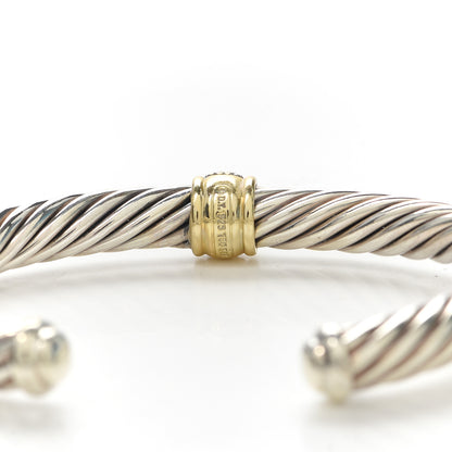 David Yurman Sterling Silver 18K Yellow Gold Diamond 7mm Cable Classics Station Bracelet 6 of 6
