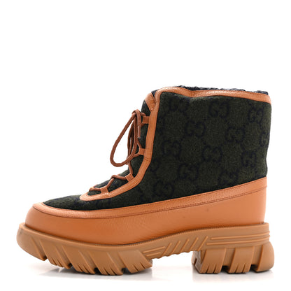 Gucci Covered Wool Textured Dollar Calfskin Monogram GG Mens Ankle Boot 11 Underwood Blue 1 of 18
