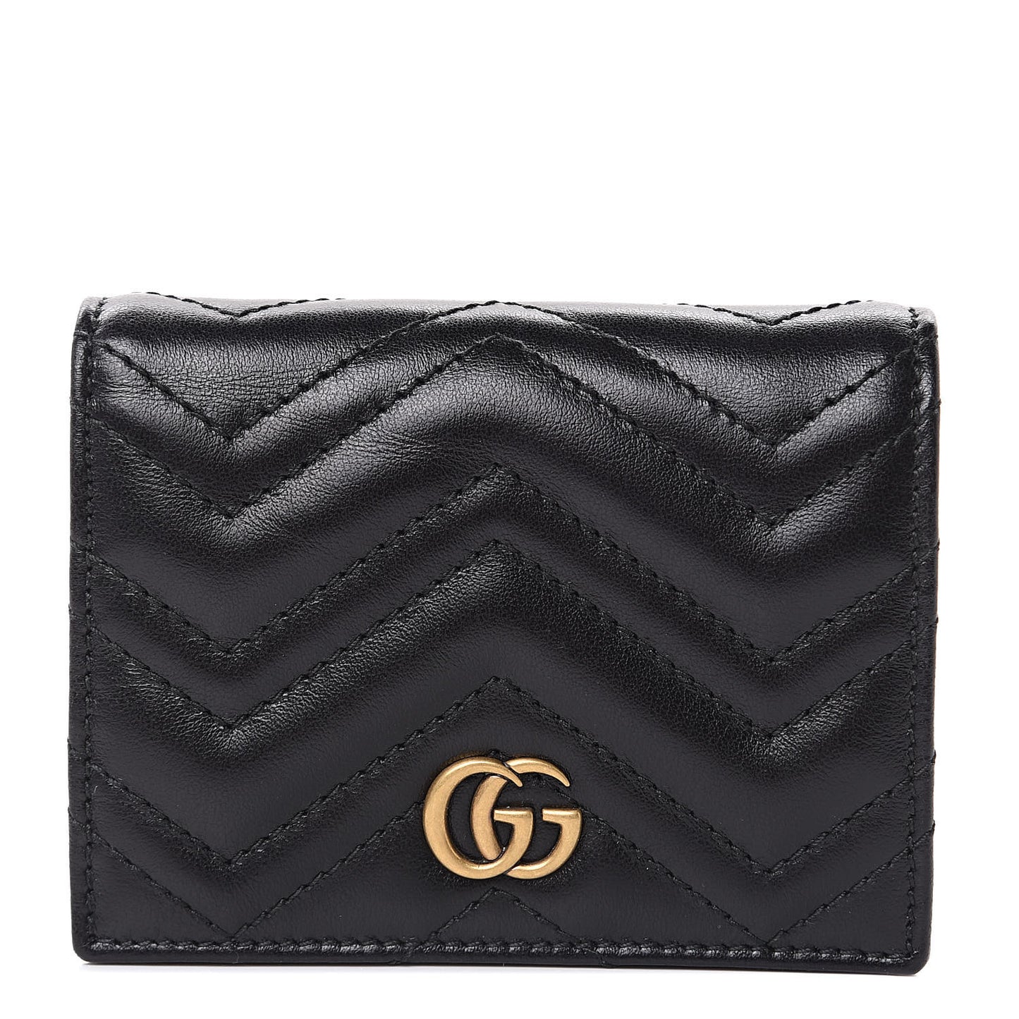 Calfskin Matelasse GG Marmont Card Case Wallet Black