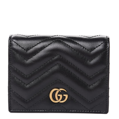 Gucci Calfskin Matelasse GG Marmont Card Case Wallet Black 1 of 7