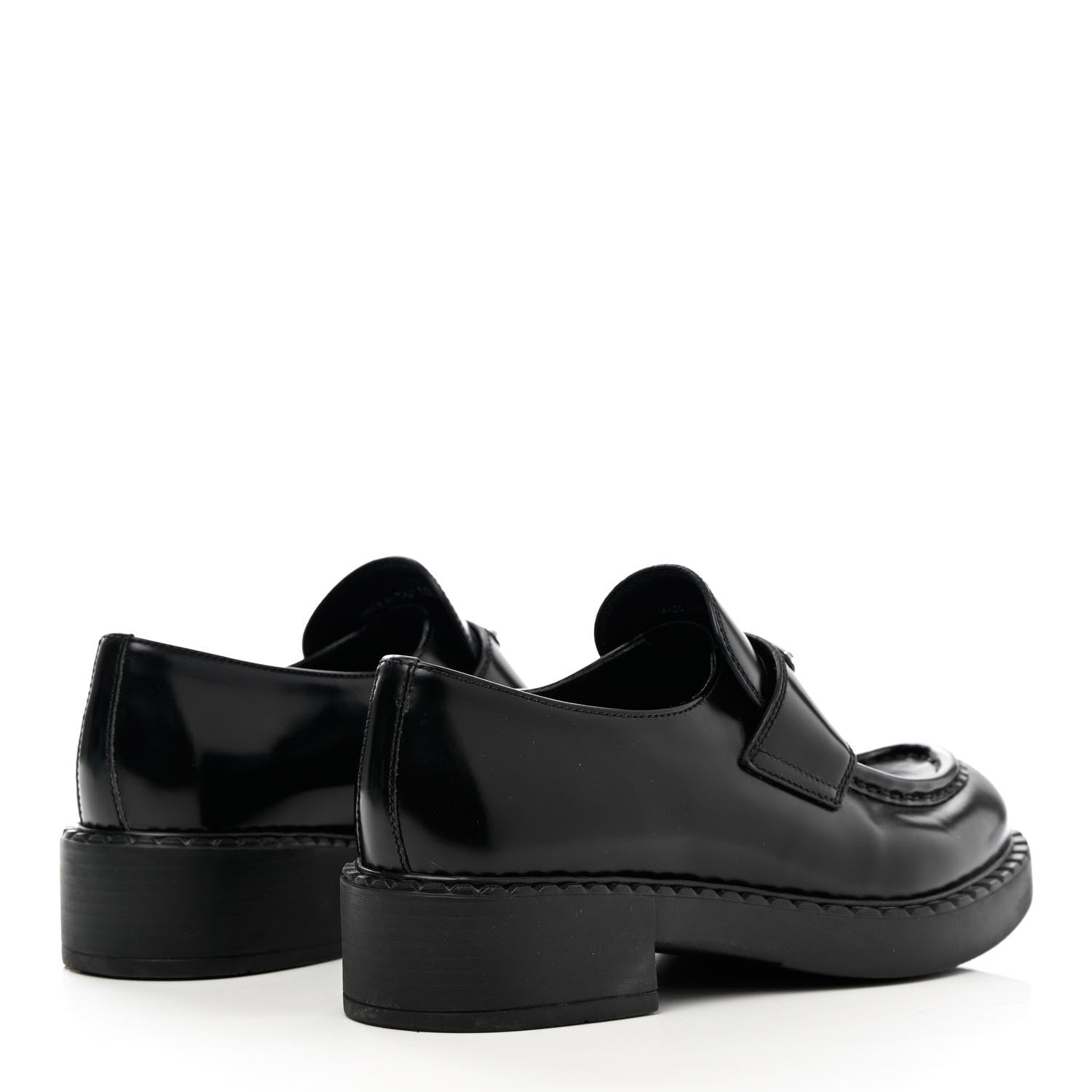 Prada Spazzolato Metal Triangle Logo 50mm Loafers 38.5 Black 4 of 12