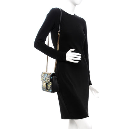 Gucci Calfskin Matelasse GucciGhost Small GG Marmont Shoulder Bag Black New Acquamarine 2 of 8