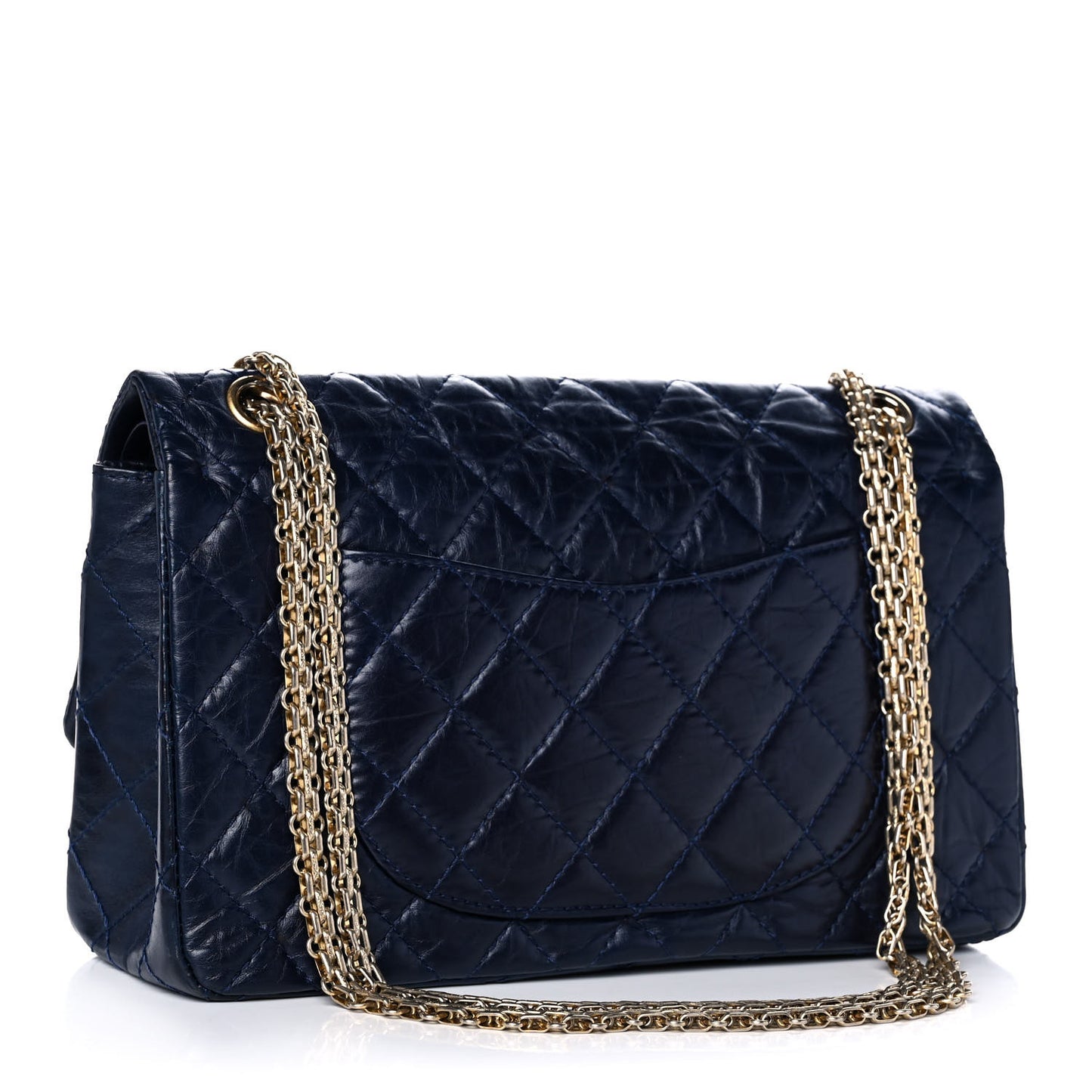 Aged Calfskin Quilted 2.55 Reissue 226 Flap Navy Blue