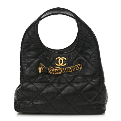 Chanel Shiny Lambskin Quilted CC Belt Shopping Bag Black Black 1 of 11