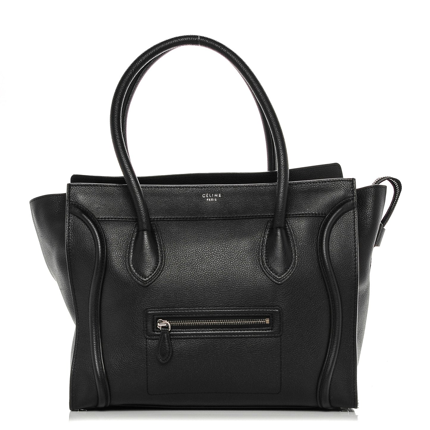 Drummed Calfskin Shoulder Luggage Black