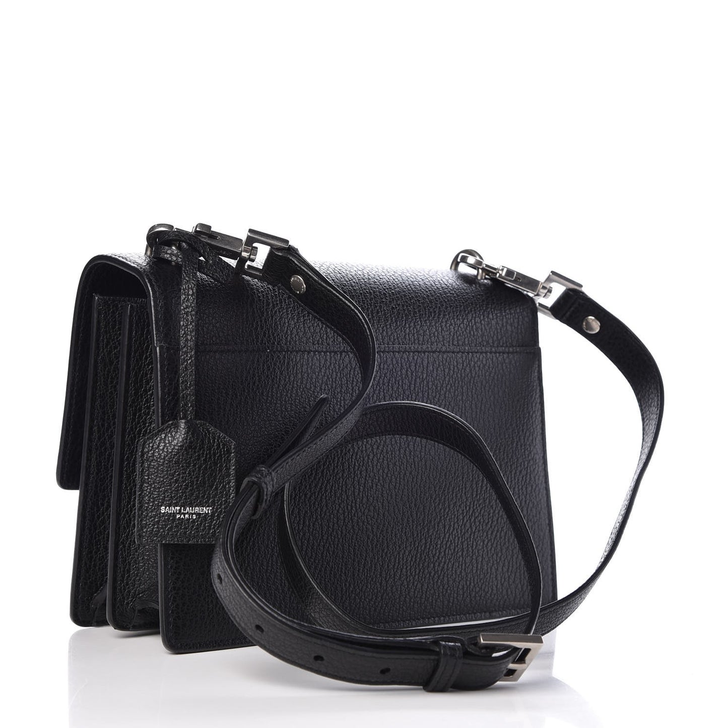 Grained Calfskin Medium Monogram Sunset Satchel Black
