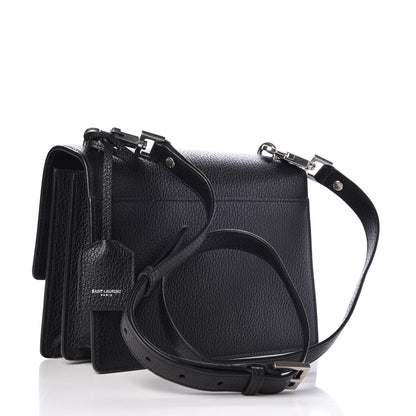 Saint Laurent Grained Calfskin Medium Monogram Sunset Satchel Black 3 of 7