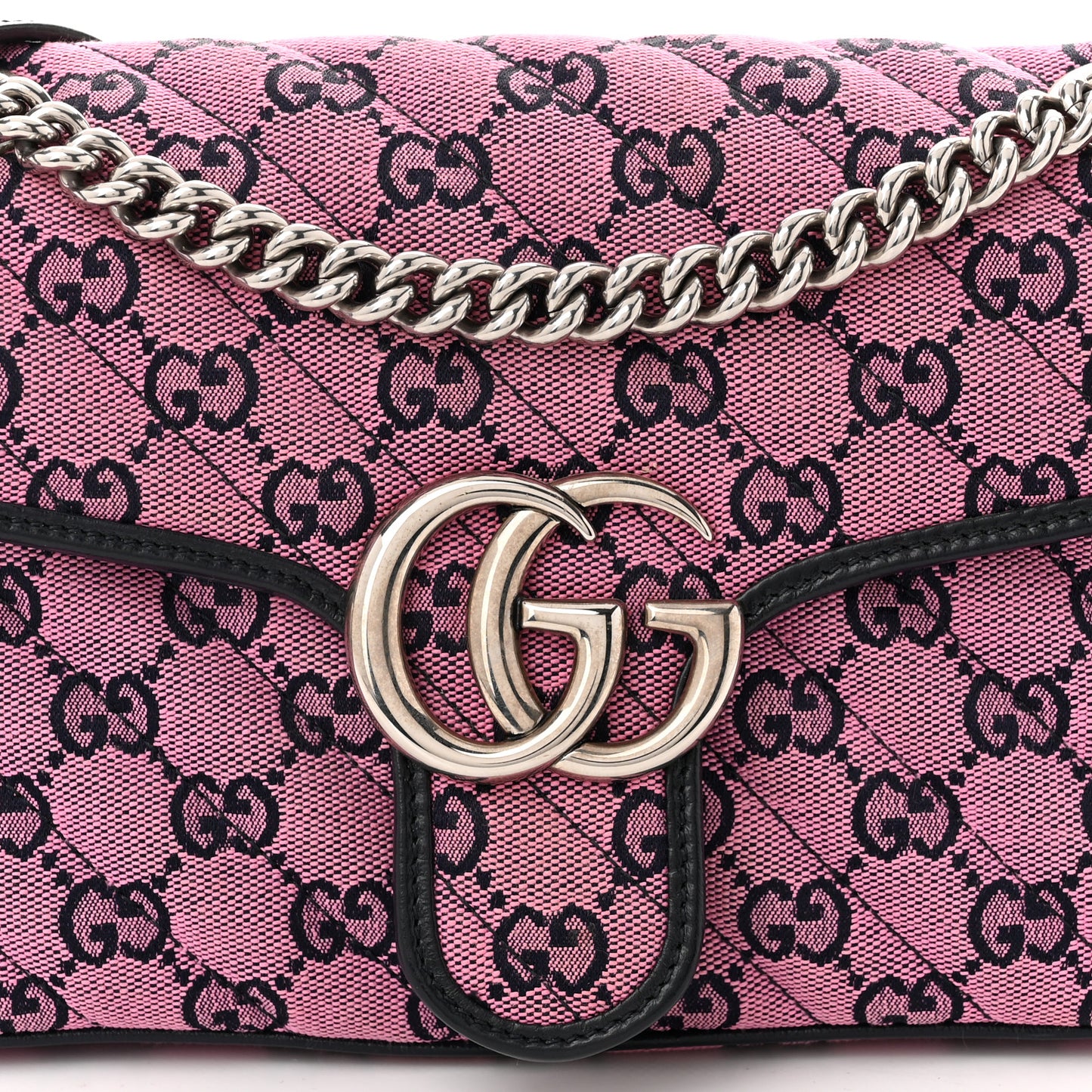 Monogram Multicolor Matelasse Diagonal Small GG Marmont Shoulder Bag Pink Blue