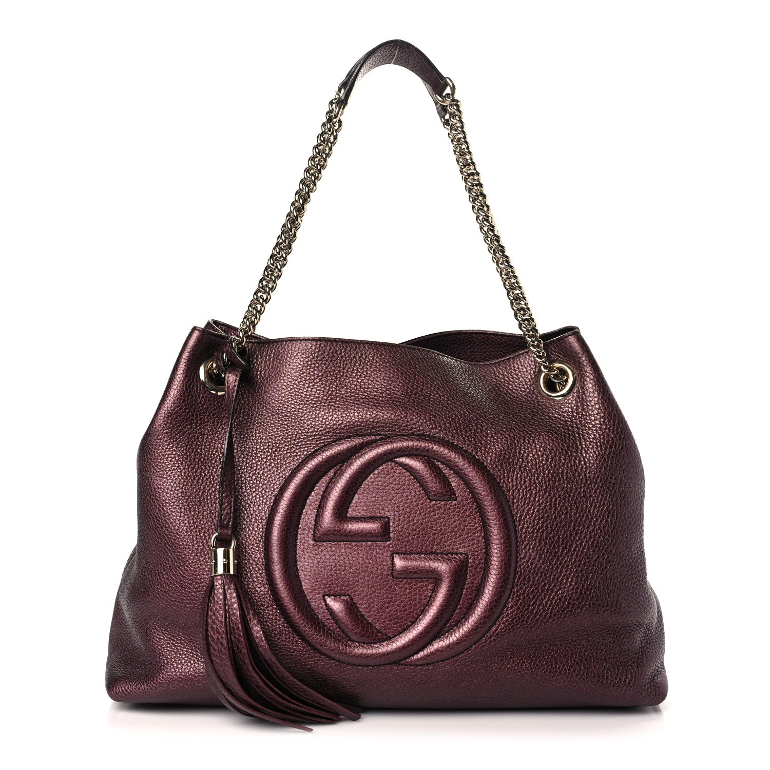 Gucci Metallic Cellarius Calfskin Medium Soho Chain Shoulder Bag Classic Burgundy 1 of 11