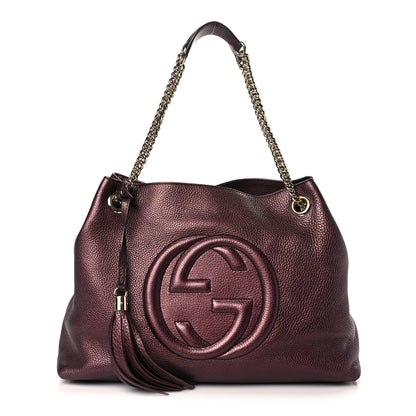 Gucci Metallic Cellarius Calfskin Medium Soho Chain Shoulder Bag Classic Burgundy 1 of 11
