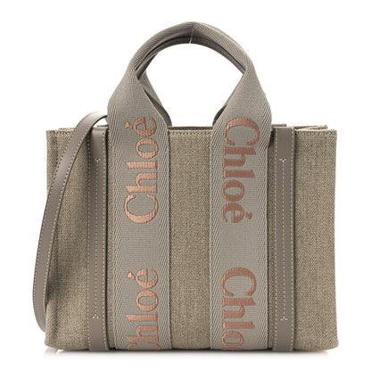 Chloe Cotton Calfskin Small Woody Ribbon Tote With Strap  Beige Taupe 1 of 12