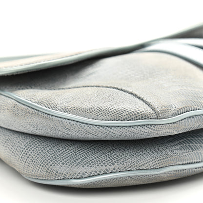 Christian Dior Lizard Double Saddle Bag Blue 5 of 11