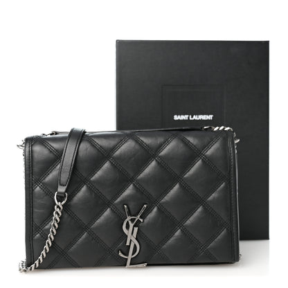Saint Laurent Lambskin Diamond Quilted Becky Chain Wallet Black 10 of 10